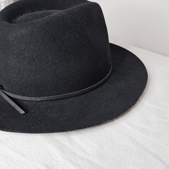 Brixton Black Wide Brim Fedora Hat 100% Wool Unisex Size Large 7 1/2‎ (60cm) - Picture 3 of 10